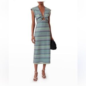 Derek Lam 10 Crosby Barbara Printed Front Twist Midi Dress XS
